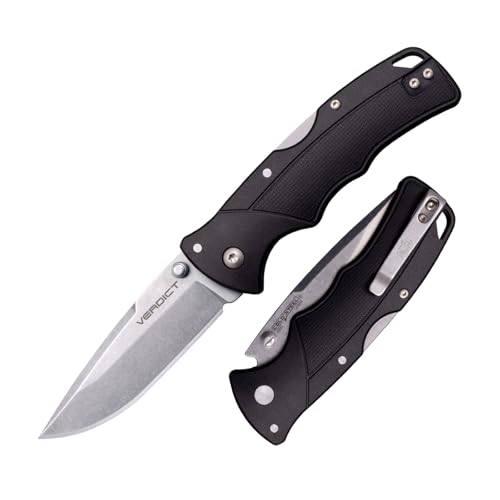 Cold Steel Verdict 3' 4116SS Spear Point Blade 4.25' GFN Black Handle Everyday Carry Tactical Folding Knife - Blister Pack