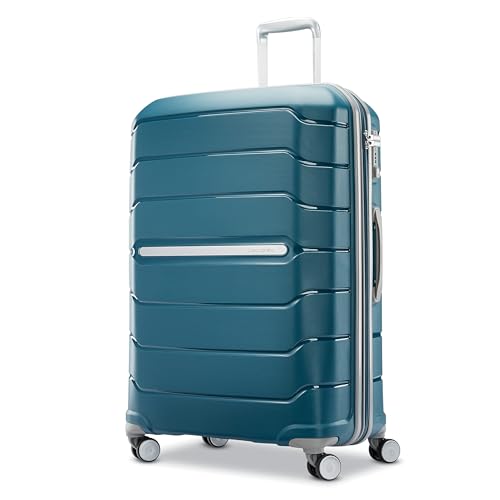 Image of Samsonite Freeform Hardside Expandable with Double Spinner Wheels, Dark Teal, Checked-Large Spinner, Freeform Hardside Expandable Luggage With Spinners