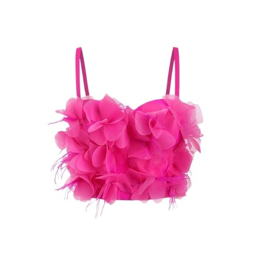 Women's Floral & Feather Bustier Top - Cropped Cami Top