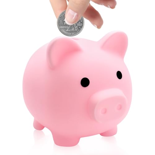 Coco Berming Tirelire Mignonne en Plastique Incassable, Tirelire Cochon avec Couvercle Rotatif Inférieur, Piggy Bank Décorative, Cadeau Anniversaire ou...