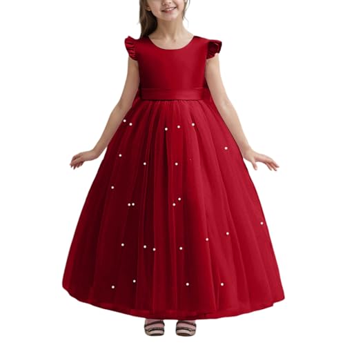 Genérico Vestidos Niña Mayoral 12 Años - Vestido Elegante Niña 6 Años - Elegante Vestido Formal Largo para Niñas con Lazo Y Cuentas para Fiesta De Cumpleaños O Desfile