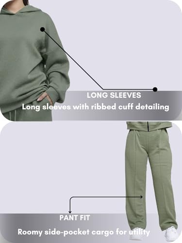 Image of GRECIILOOKS Co-ord Set for Women Stylish | Warm Hooded Hoodie & Pant Set | Winter Wear Womens Dress | Casual Travel & Loungewear Outfit | Oversized Loose Fit Winter Hoodie set