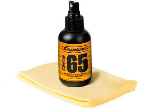 JIM DUNLOP | 654 Formula 65 Guitar Polish & Cleaner para Guitarras, formato spray de 4 OZ, con paño de microfibra