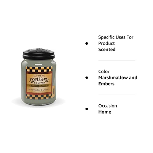 Candleberry Candles | Strong Fragrances For Home | Hand Poured In The Usa | Highly Scented & Long Lasting | Large Jar 26 Oz (Marshmallow And Embers) #TOP3