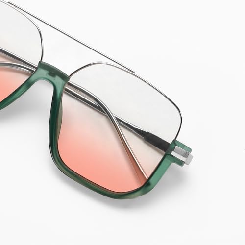 Image of GUVIVI Retro Oversized Aviator Sunglasses for Women Men Square Double Bridge Pilot Sun Glasses 70s Trendy Shades