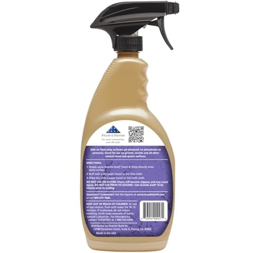 Granite Gold Clean and Shine Spray-Streak-Free Deep Cleaning & Polishing of Granite, Marble, Quartz, 24 Fl Oz (Pack of 1)