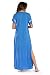 L-Peach Vestido Largo con Floral Bordado Mujer, Azul Bordado, Talla Ãºnica