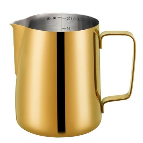 Image of Amrules Milk Frothing Pitcher 20oz Frother Cup Barista Tools, Gold