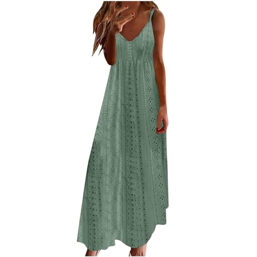 Trägerkleid Damen Lang, Sommerkleid Damen Elegant, Spaghettiträger-Kleid Maxi Kleider Sommer Einfaches Boho-Kleid Sexy Strandkleid Luftig...