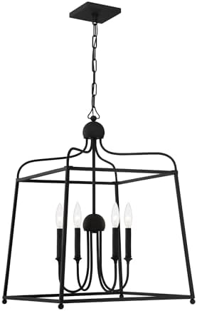 Crystorama Libby Langdon Sylvan 4 Light Black Forged Lantern Chandelier