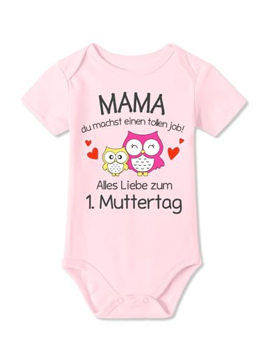 BesserBay Baby Strampler Muttertagsgeschenk Erster Muttertag EINEN TOLLEN JOB Rosa Kurzarm Body 6-9 Monate