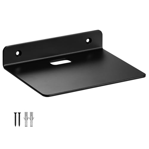 YUjieSTC Floating Shelves for Wall, 3.0mm Thick Aluminium Alloy Floating Shelves, Suitable for Bedroom, Living Room, Bathroom, Kitchen, Office Etc(Black, 6 inch)