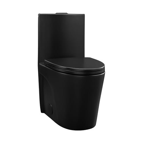 Angers One Piece Elongated Toilet Dual Vortex™ Flush in Matte Black, Black Hardware 1.1/1.6 gpf