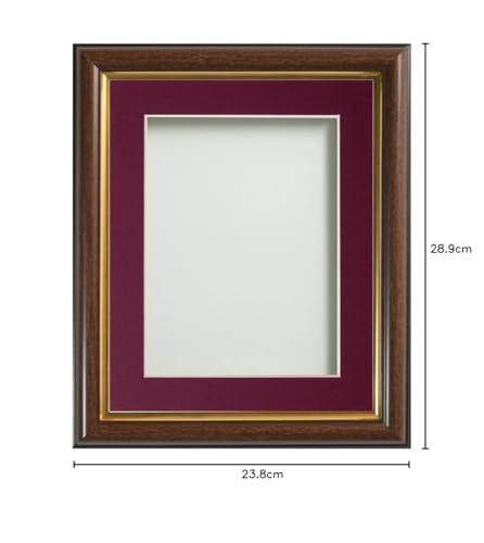 Frame Company Eldridge Mahogany Photo Frame with Plum Mount, 9x7 for 7x5 inch, fitted with perspex, Mahogany with Plum Mount - Image 3