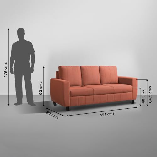 Image of Sleepyhead Bae Designed by Duroflex - 5 Seater Sofa, 3+2 Sofa Set |Premium Fabric Living Room Sofa Set with Modern Space-Saving Design |Comfort Seating & Easy-Clean |3 Year Warranty - Ember Orange