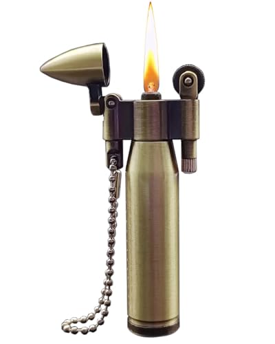 Series Reusable Metal Mini Trench Lighters With Keychain For Collection， Decorative， Gift， Outdoor， Camping (gold(a))