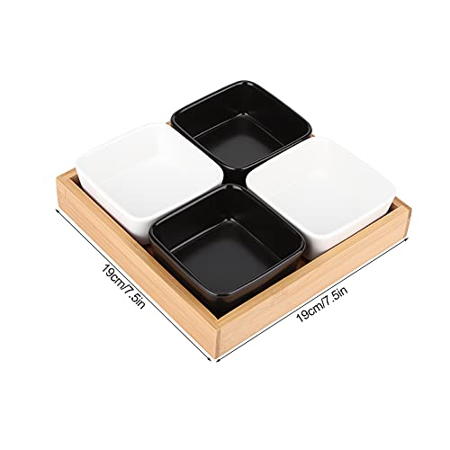 Ejoyous Getrocknete Obstschalen Snackplattenfruchtschale mit Gittern Multifunktionale Geteilte Fächer für Getrocknete Früchte Nüsse Süßigkeiten Wohnkultur (Vier Gitter, 2 Weiß, 2 Schwarz)