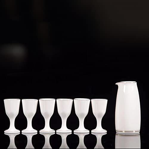 Set de sake de cerámica de jade blanco: vajilla elegante con 1 botella y 6 tazas exclusivas 5