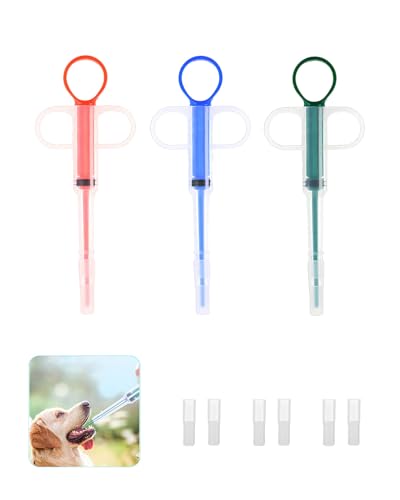 GVTCO 3 Pièces Lance Pilule Chat, Pet Pill Dispenser, Seringue pour Animaux De Compagnie Réutilisable avec 6 Embouts Souples, Pilule Chat Distributeur de...