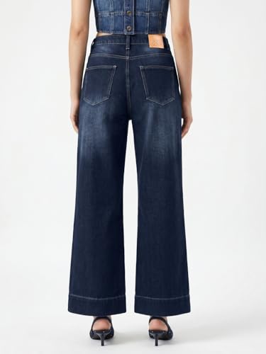 Image of Urbano Fashion Women's Mid Rise Wide-Leg Washed Jeans Non-Stretchable