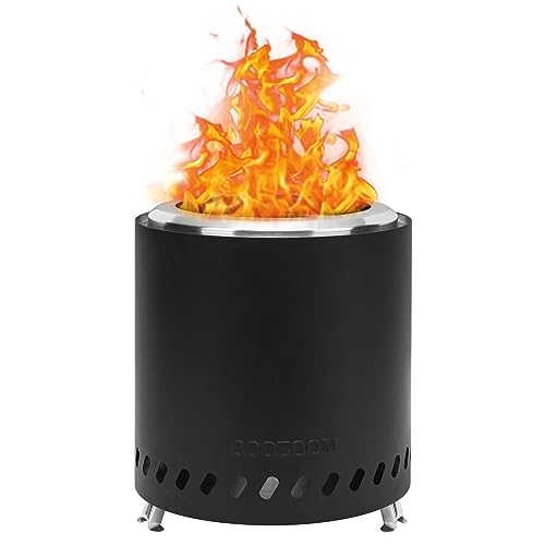 COOZOOM Portable Table Top Fire Pit with Stand, 8.6' Stainless Steel Mini Outdoor Low Smoke Burning...