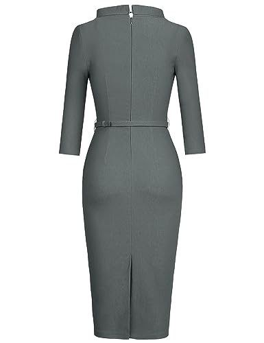 Image of MUXXN Women's 1950s Vintage 3 /4 Sleeve Elegant Collar Cocktail Evening Dress
