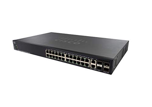 Image of Cisco SG550X-24 Stackable Managed Switch | 24 Gigabit Ethernet (GbE) Ports | 2 x 10G Combo | 2 x SFP+ | L3 Dynamic Routing | Limited Lifetime Protection (SG550X-24-K9-IN)