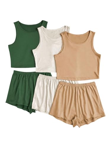 SOLY HUX Women's Pajamas 6 Piece Sleeveless Tank...