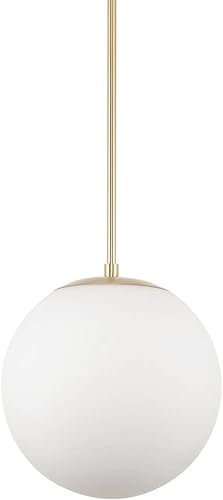 Miniatura 1 de Kira Home Ceres - Lámpara colgante moderna de mediados de siglo de 12 pulgadas con difusor esmerilado blanco mate liso, acabado de latón frío