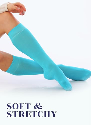 Image of Hugh Ugoli Women's Rayon Derived from Bamboo Knee High Socks Comfort Seam Long Dress Socks, Shoe Size 5-8 /8-11, 4 Pairs