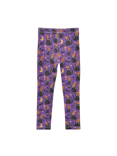 Girls Leggings Purple Halloween Cat Bat Toddler Girls Clothes Toddler Comfortable Bottoms Girl Leggings 3-4T2