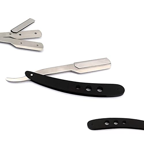 AAPROTOOLS STRAIGHT EDGE BARBER SHAVING RAZOR, STEEL MATTE BLACK FOLDING STRAIGHT RAZOR, USES SINGLE EDGE REPLACEABLE BLADES A+ QUALITY