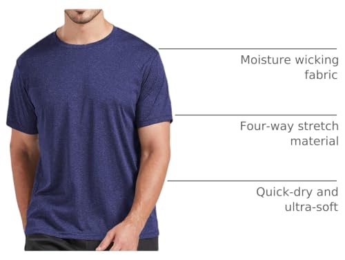 Image of 5 Pack Men's Dry Fit T Shirts Athletic Running Gym Workout Short Sleeve Tee Shirts for Men