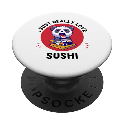 Lindo panda kawaii I Just Really Love Sushi Lover PopSockets PopGrip Adhesivo