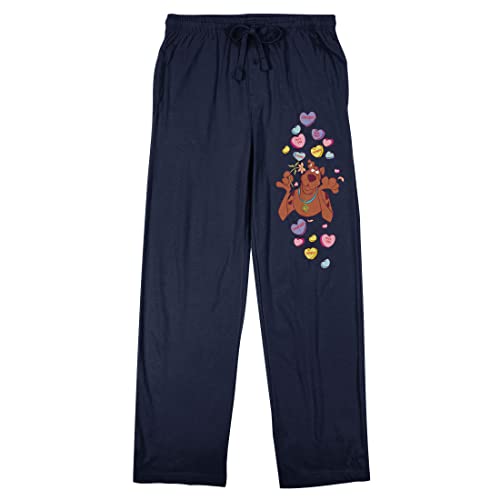 Scooby Doo Hearts Men's Black Graphic Drawstring Sleep Pants
