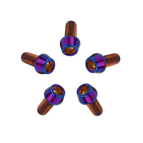 Image of RISON Titanium Bolts Ti Bolt M6*1.0 * 25 Hex Tapered Socket Head 5Pcs Burnt Blue Titanium Hex Tapered Head Bolt Screw for Bike stem