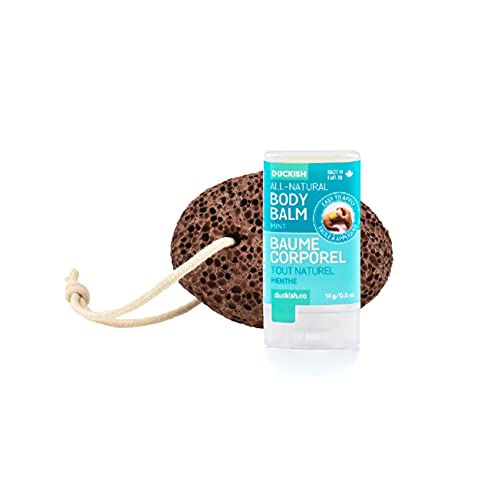 Duckish All-Natural Pumice Stone and Lotion Bar Stick - Handmade in Canada - Pedicure Gift Set for Women - Dead Skin Remover - Foot Moisturizer and Heel Balm - Spa Kit for Foot Care