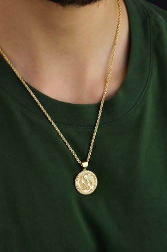 925 sterling silver necklace 22mm|18 inch chain | yin yang koi fish rope pendant| feng shui jewelry| spiritual necklace| balance fish symbol disc| good fortune amulet| mediation charm|gold plating handmade jewelry |LKRPG_003662