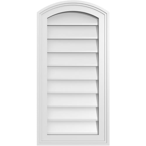 Ekena Millwork GVPAR14X2802SN Arch Top Surface Mount PVC Gable Vent, 14"W x 28"H, Factory Primed White