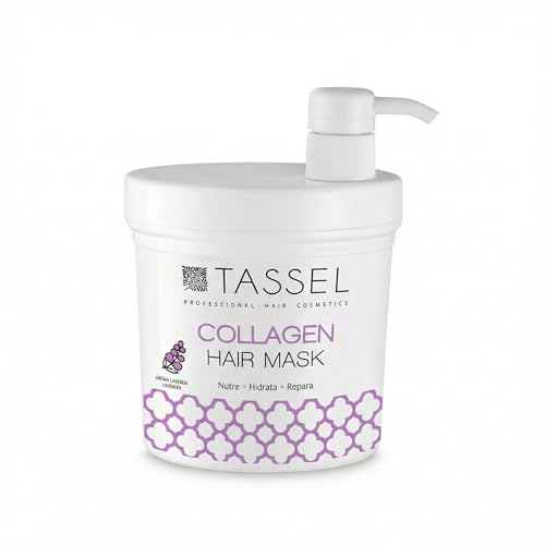 Tassel Mascarilla Capilar de Colágeno 1L, Tratamiento Nutritivo y Reparador, Hidrata y Aporta Brillo, Cabello Suave y Sedoso (Mascarilla de Lavanda - 1 Litro, Lavanda)