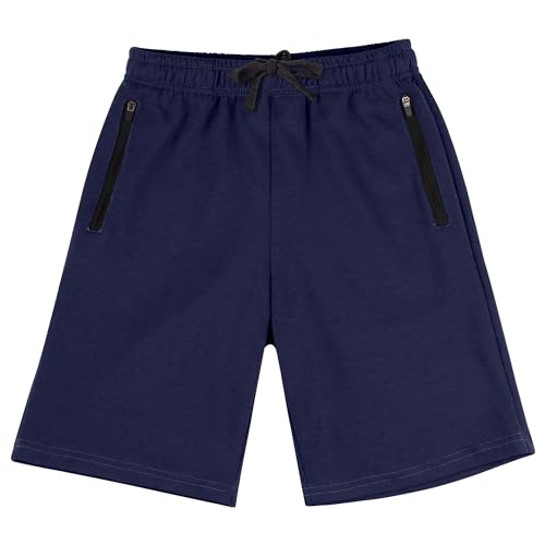 Image of BIG ELEPHANT Boys Cotton Athletic Shorts with Zipper Pockets & Drawstring