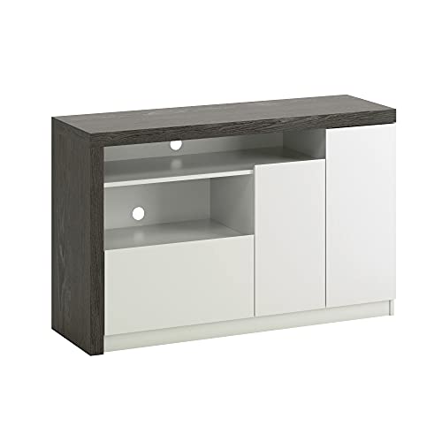 Sauder Hudson Court Tv Stand With Storage, L: 47.48" X W: 15.51" X H: 30.0", Charcoal Ash Finish #TOP22
