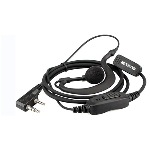 Retevis RE3120 Walkie Talkie Earpiece with Mic 2 Pin C-type Radio Headset Compatible with 2 Way Radio RT24 RT28 RT22 RT622 RT27 RT617 RT618 RT619 BaoFeng BF-888S Kenwood Proster (1 pcs)