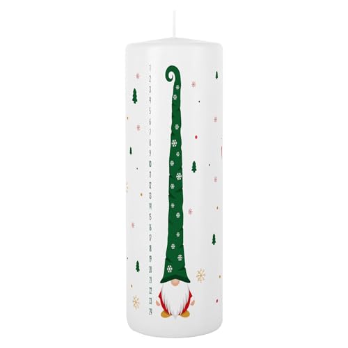 Herz & Heim® Adventskalender-Kerze mit Wichtel-Motiv –...