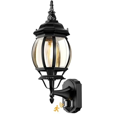 Lamomo Motion Sensor Outdoor Wall Lights,Black Dusk to Dawn Exterior Porch Light Wall Mount,Large Outdoor Light Fixture for House, 100% Anti-Rust Aluminum Waterproof Sconce Light for Patio Garage Cover