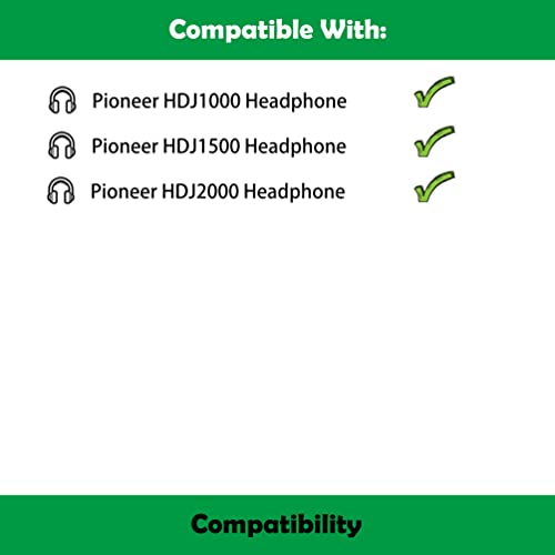 Almohadillas de recambio profesionales compatibles con Pioneer HDJ2000 HDJ1500 HDJ1000 Auriculares, con cuero proteico más suave/espuma viscoelástica miniatura 2