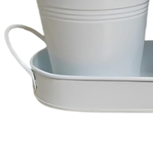 Pots de fleurs pour l'extérieur vanille en métal avec soucoupe - 8