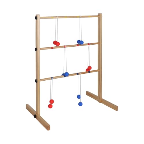 Relaxdays Leitergolf Wurfspiel für Garten Outdoor Spiel Kinder Leiterspiel mit 6 Bällen HBT 89x64x45 cm Holz Natur