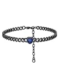 Picture of Black September Heart Birthstone Women Cuban Chain Anklet for Women Jewelry Gift