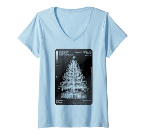 Womens Radiology Nurse Radiologist Funny Christmas Tree X-Ray V-Neck T-Shirt